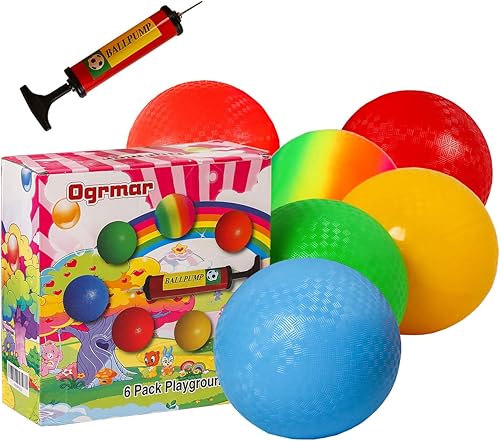 Miniatura 5 de Ogrmar 6 bolas de juego de 8.5 pulgadas con 1 bomba de mano para niños y adultos Dodge Ball, kickball, balonmano, campamentos, picnic y juegos de
