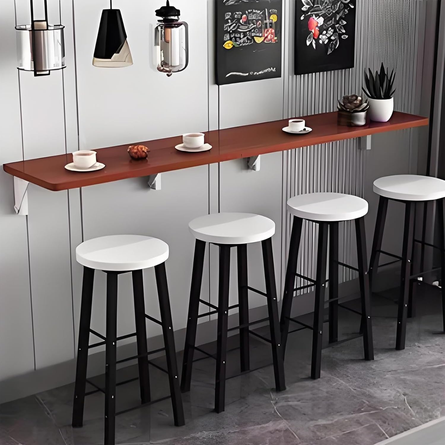 Wall-mounted folding table,Wall mounted bar table,Wall kitchen table,Wall table for kitchen,Hanging Home Narrow Long Table,Wall Hanging Dining Table,Wall Mounted Foldind table,Folding table(Teak,50x20