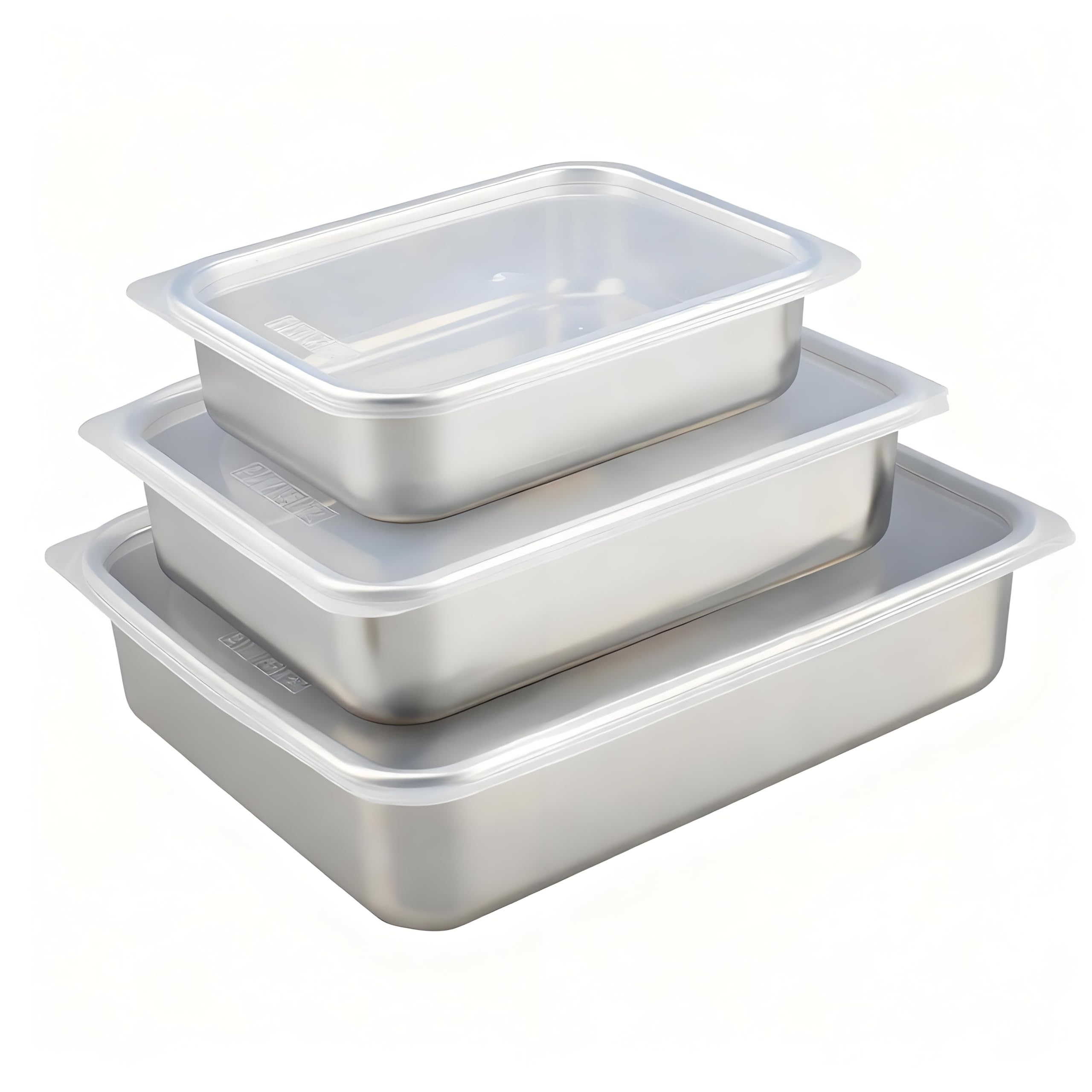 WakiHong 3 Stück Edelstahl-Aufschnittboxen Crisper Box aus edelstahl Edelstahl Lebensmittel Aufbewahrungsbox,für Kühlschrank Restaurant Küche(880ml+1000ml+1600ml)
