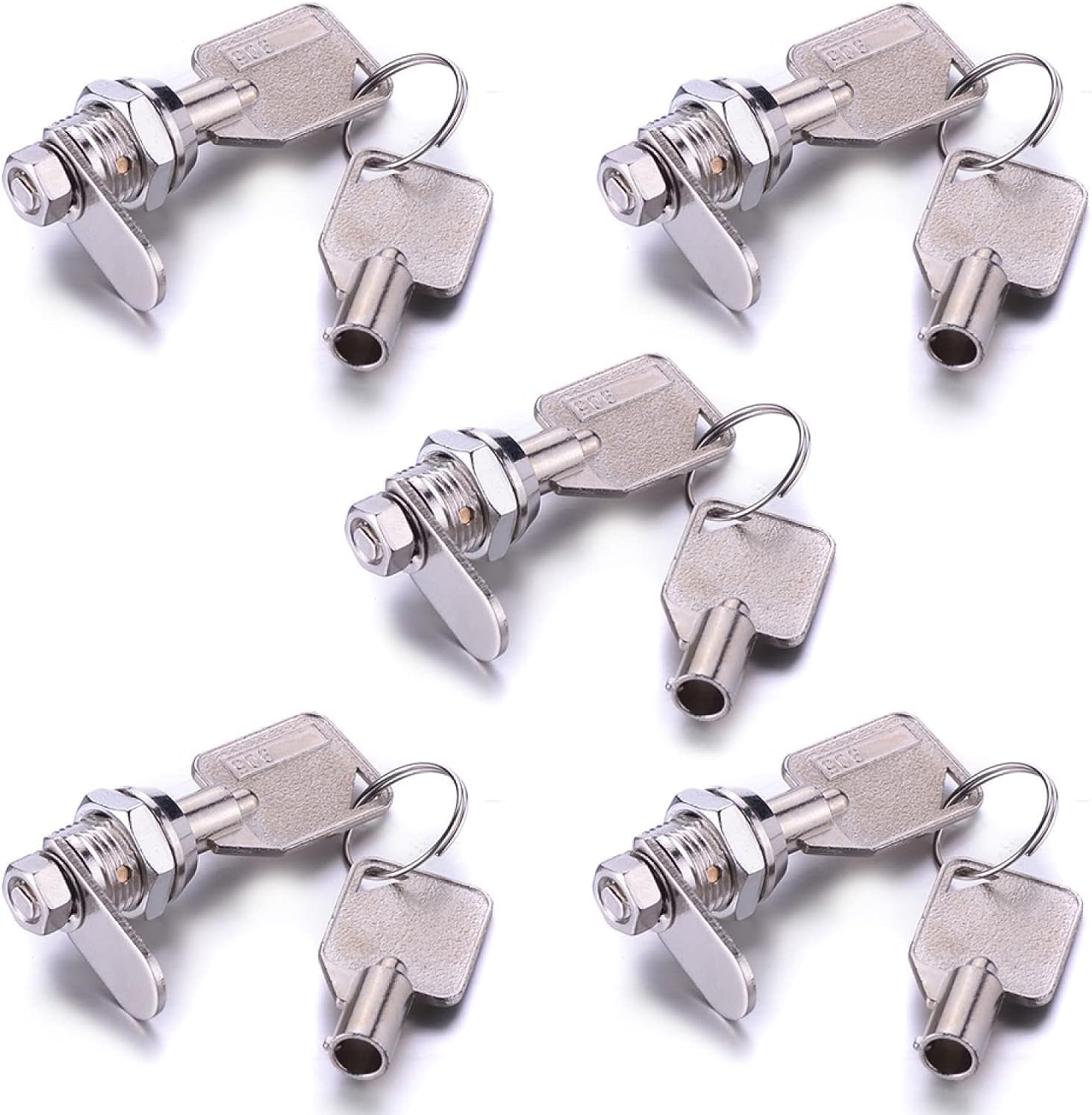 Cerraduras de leva para buzones y taquillas, Cerradura de leva tubular aleación zinc 12 mm for cajón gabinete buzón con llaves plateadas 2 piezas(6pcs Silver)