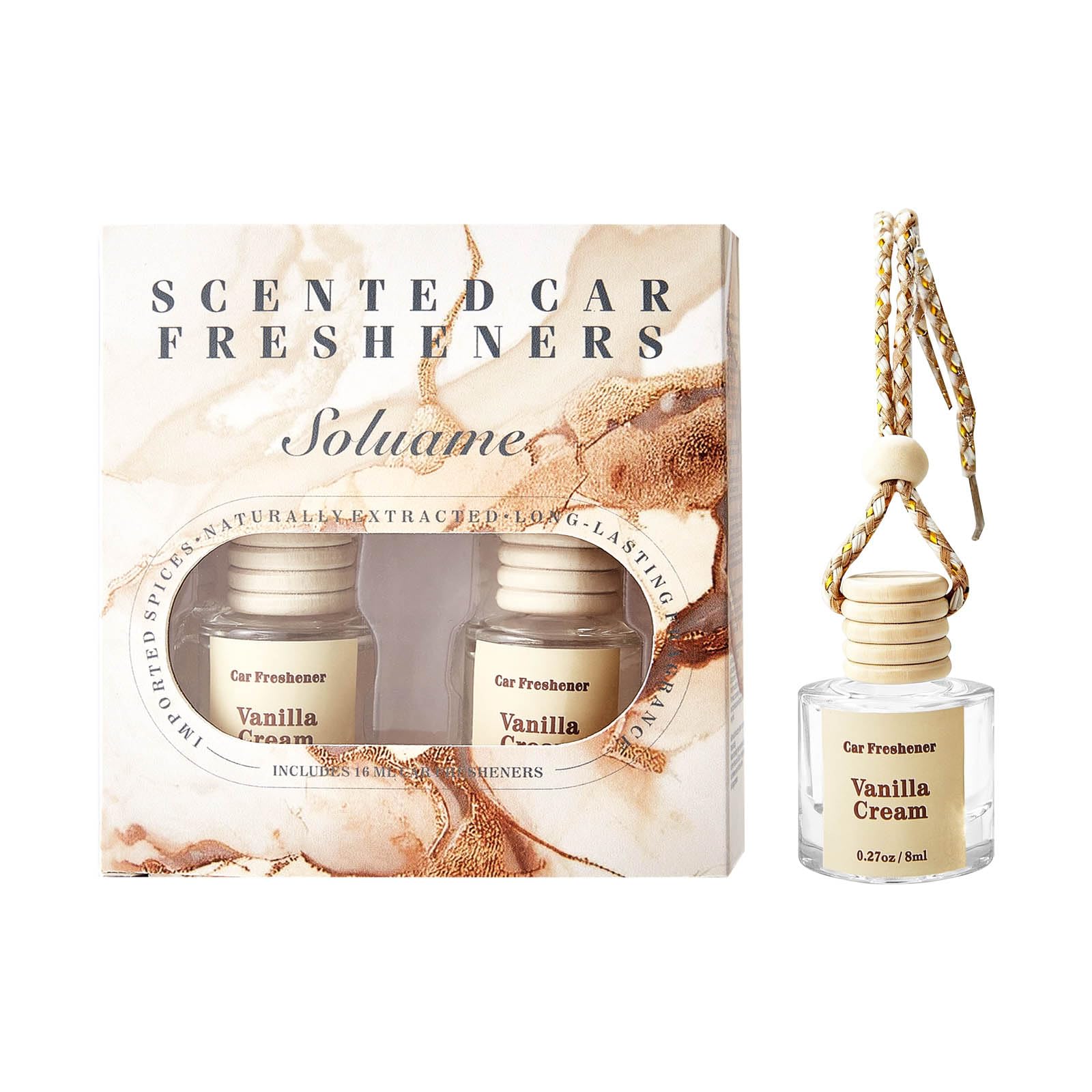 Auto Duft Lufterfrischer, Langanhaltender Lufterfrischer Auto, Aufhänger Diffusor, Autoduft Gegen Gerüche, Vanillecreme, Geschenke für Frauen Männer 2 Stück
