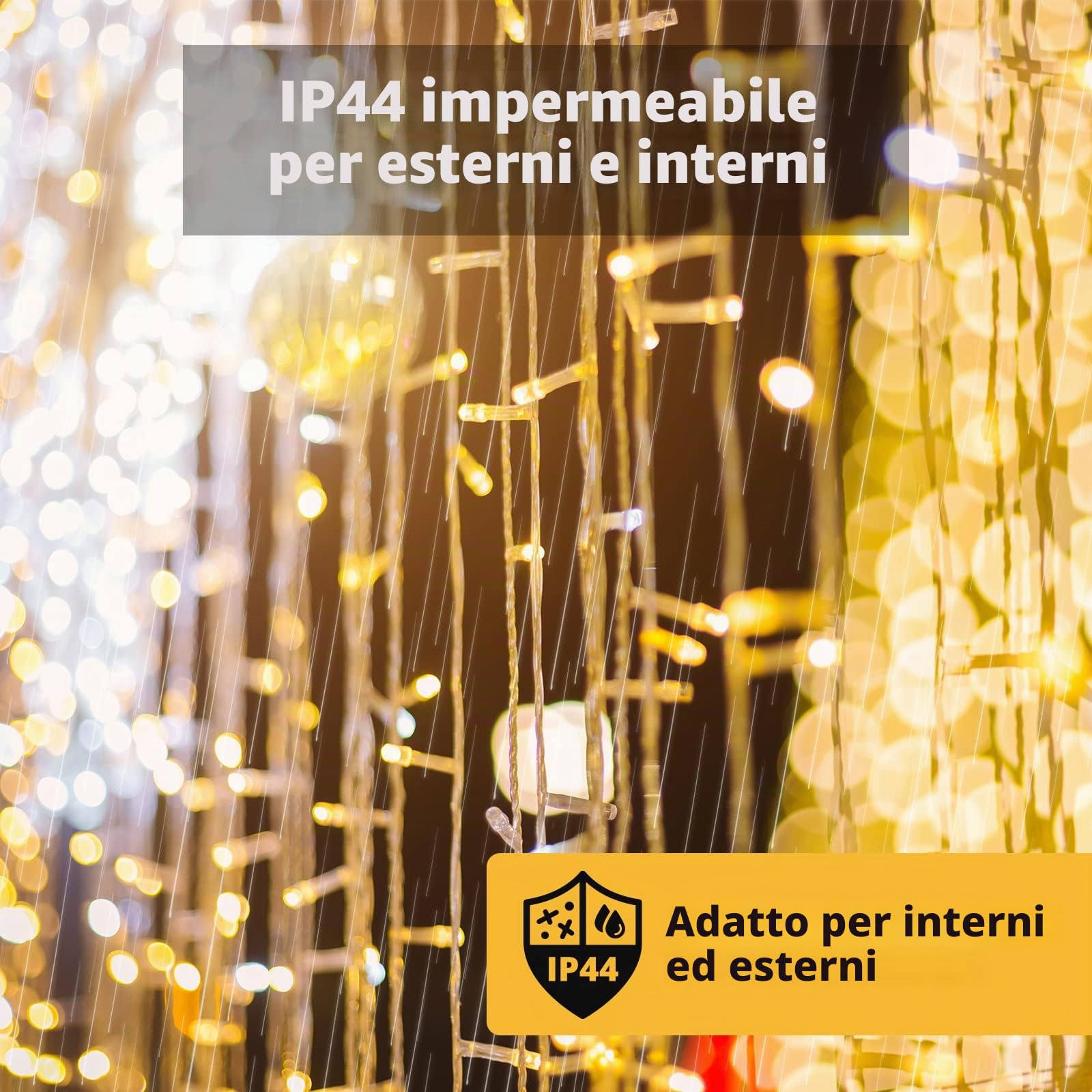 SALCAR Cascata luminose per Finestra Balcone 6 x 3m 600er LED String Impermeabile 8 Modalità, Funzione Memoria Lucine per soggiorno, giardino, terrazza, TV sfondo, cortile ecc. - Bianco caldo