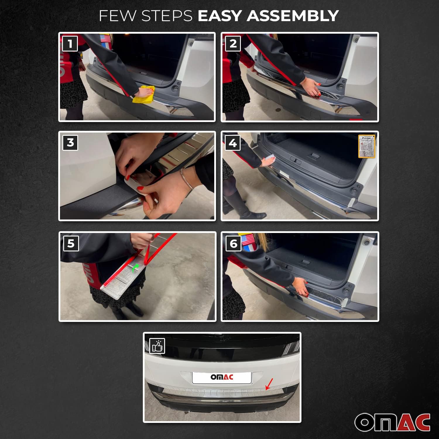 OMAC Rear Bumper Guard for Hyundai Tucson 2022-2024, Trunk Sill Cover, Stainless Steel, Gloss Chrome