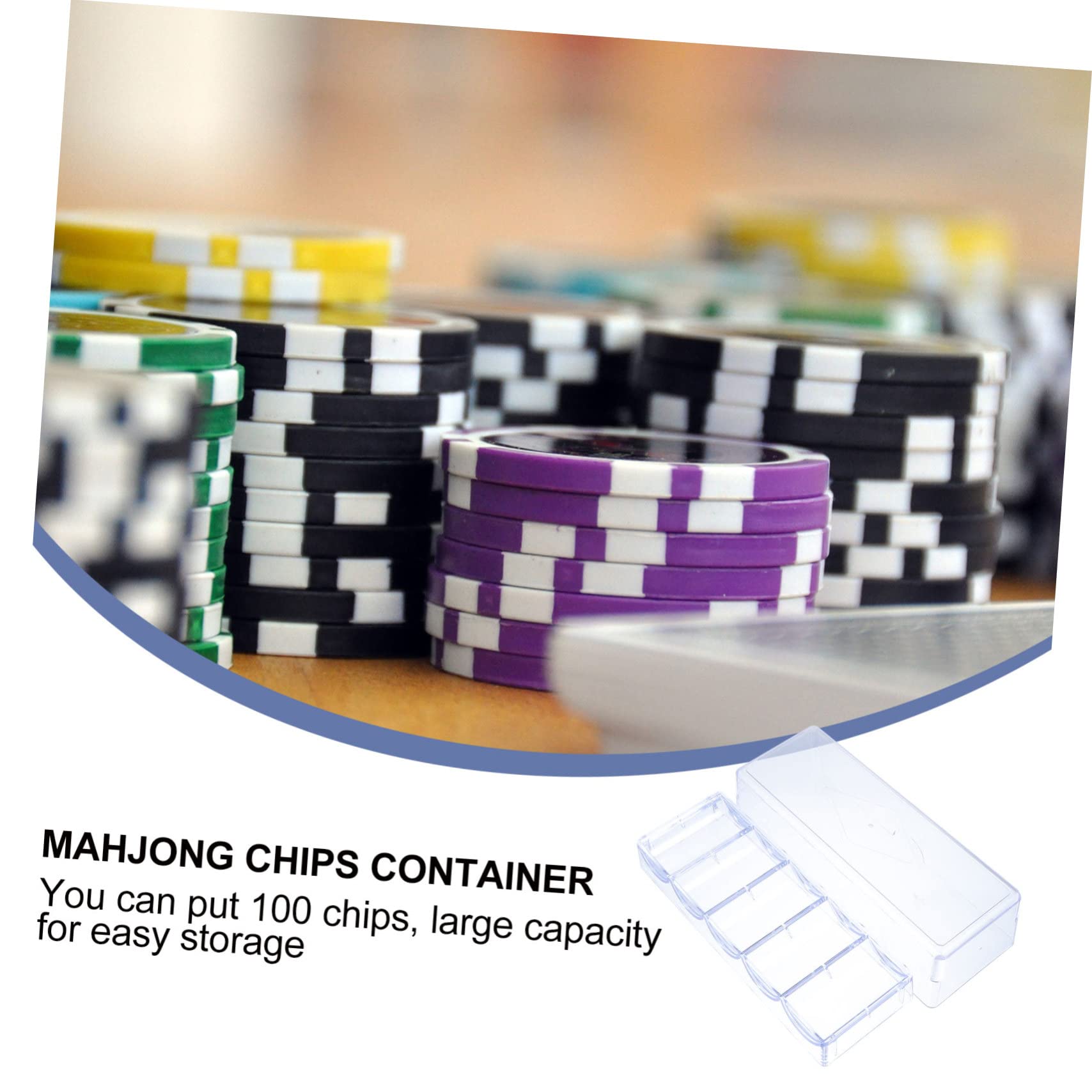 BESPORTBLE 1Pc Mahjong Chips Organizer Case Transparent Container for Chips with Cover Lightweight Storage Box for Easy Access and Portability for Gaming and Entertainment