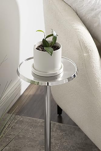 Miniatura 102 de Kate and Laurel Sanzo - Mesa moderna de pedestal para bebidas; 9 x 9 x 23; latón antiguo y negro; mesa auxiliar decorativa con mesa martillada para