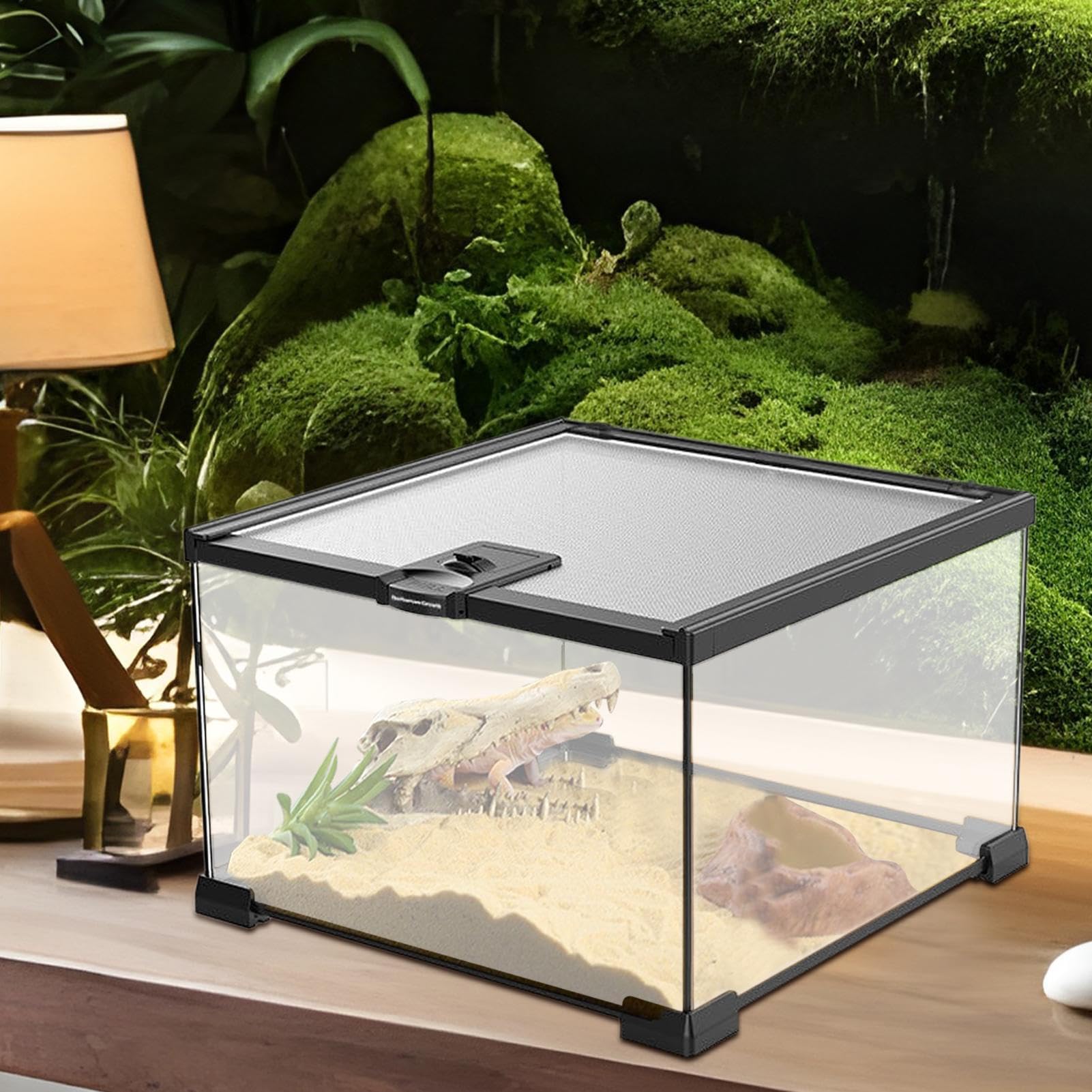 Reptilien- und Amphibien-Tank, Lebensraumgehege – Sicherheitsbehälter für Schildkröten, Vogelspinnen, Chamäleons, kleine Haustiere, Innen- und Außenbereich, Terrarium