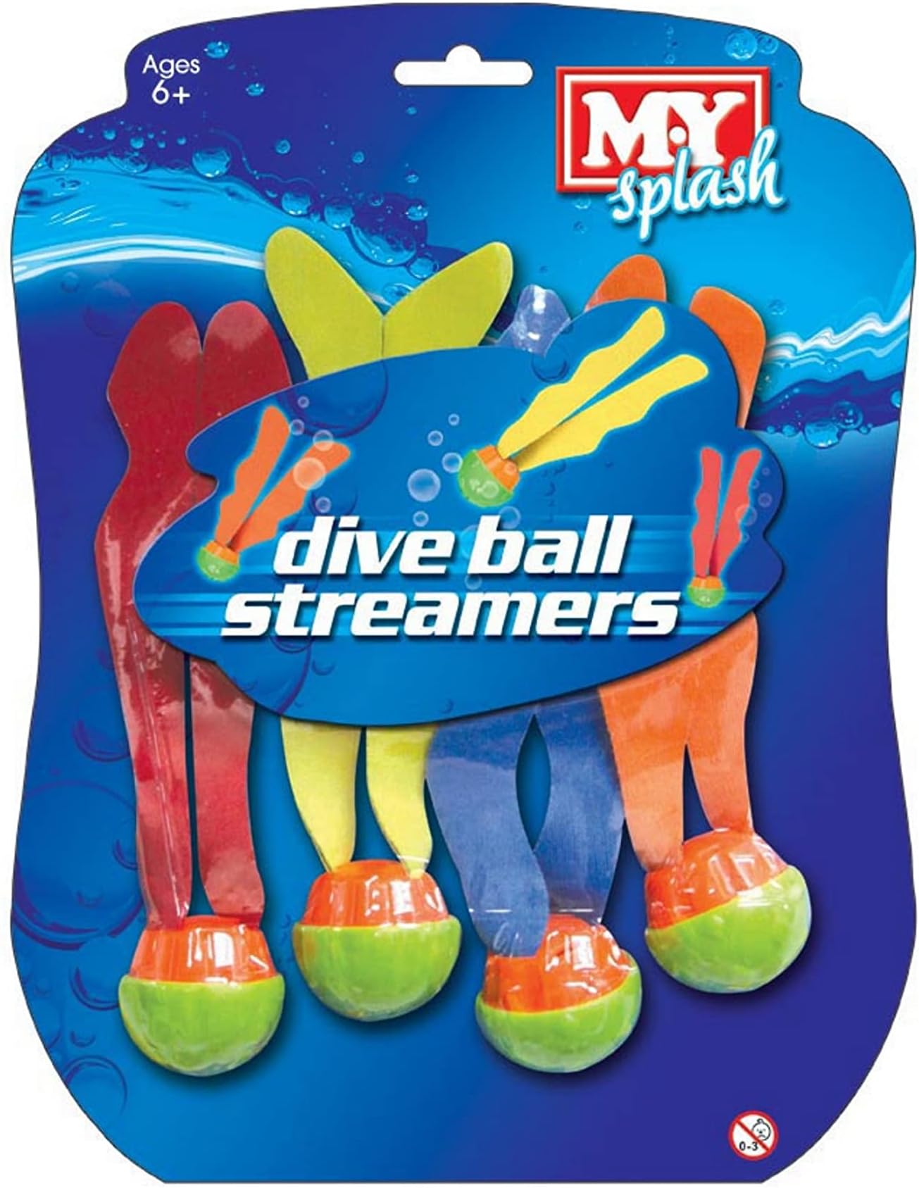 M.Y Splash 4 Pack Dive Balls with Streamers - Swimming Training Aid TY8240