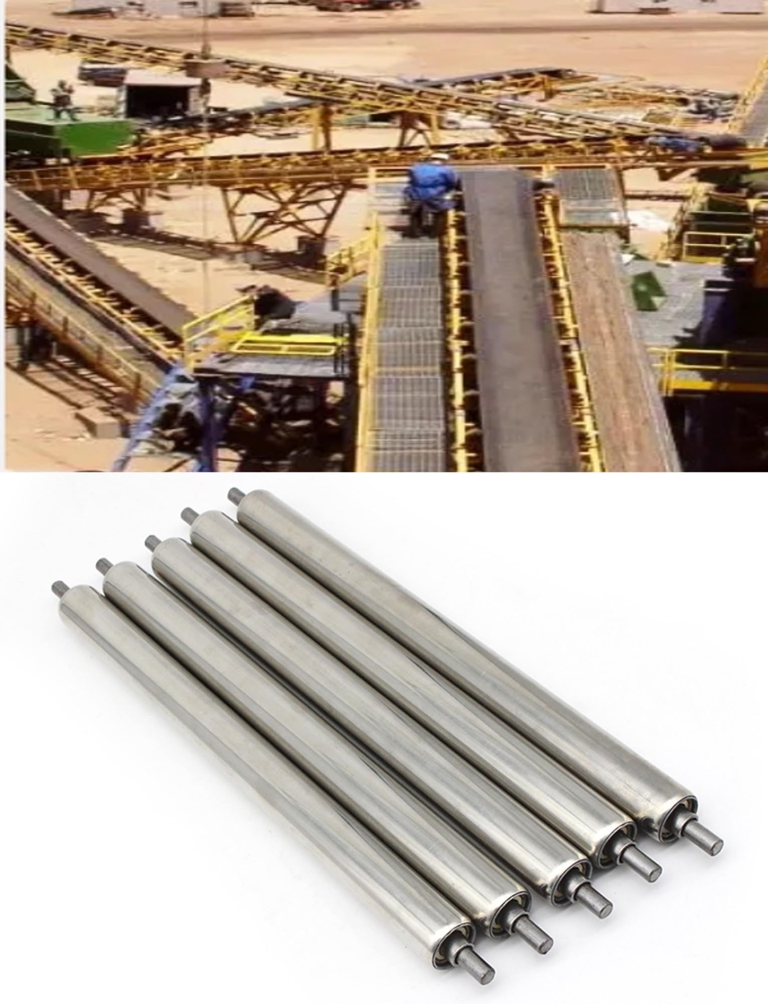 Rouleaux de convoyeur en acier inoxydable pour stabiliser vos charges de 950 mm