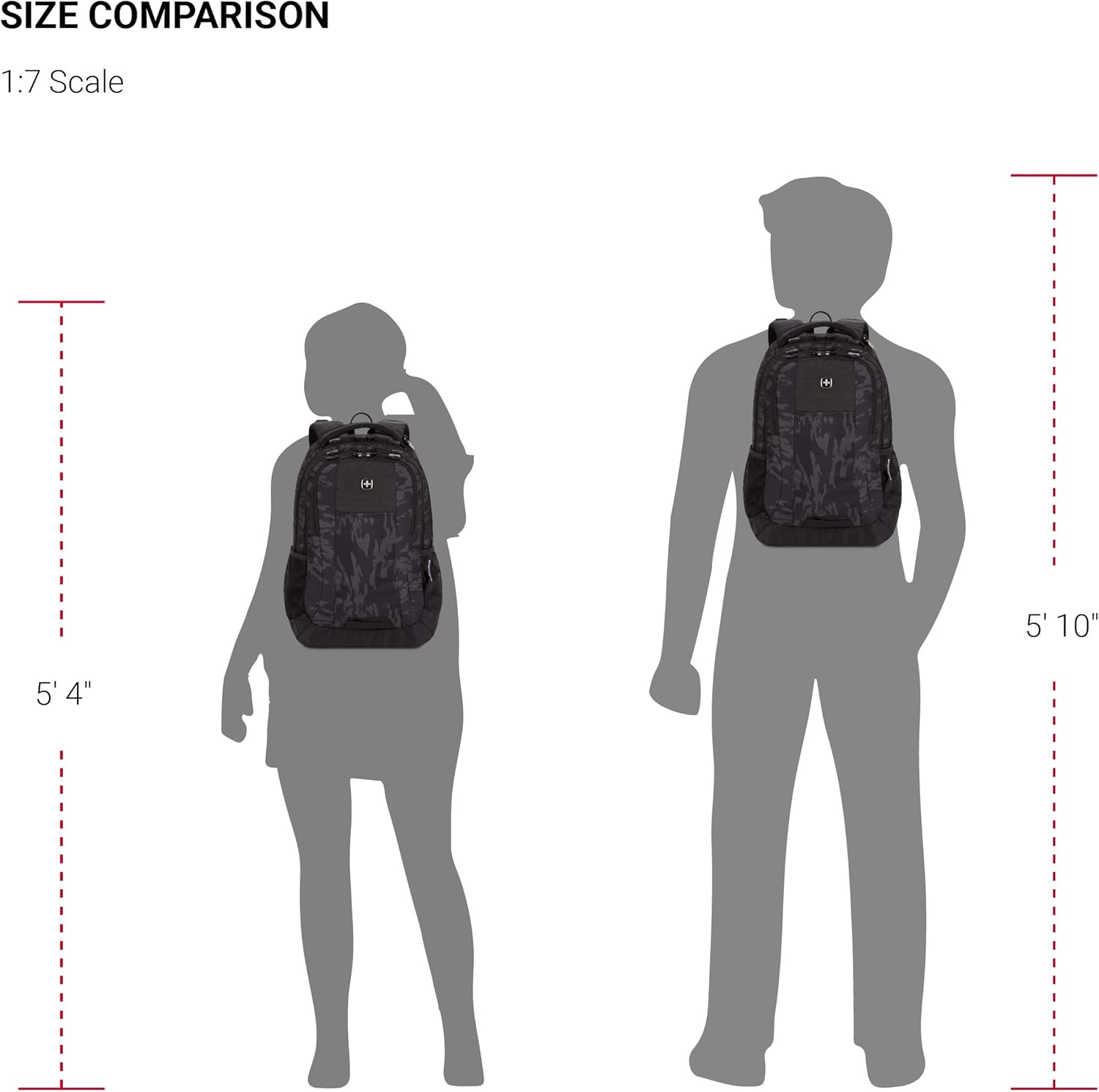 SwissGear 5505 Cecil 16” Laptop Backpack Black Cod/Camo – Daily Laptop Bag with Gear Attachment Options – Multiple Organizer Pockets & Padded Shoulder Straps - Image 6