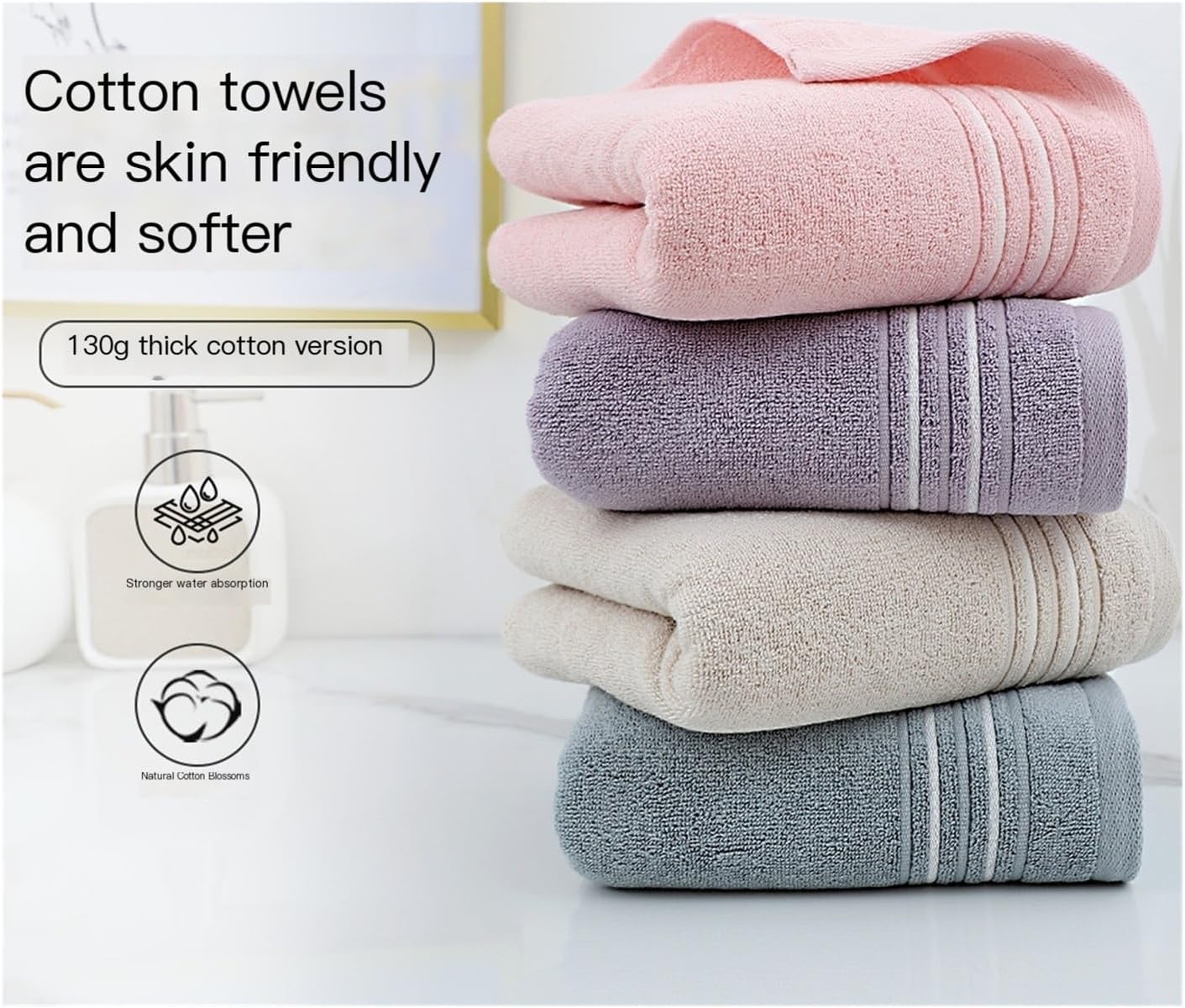Cotton Towels, Thick and Soft, Absorbent Bath and Face Cloth, Pack of 3(Brown)