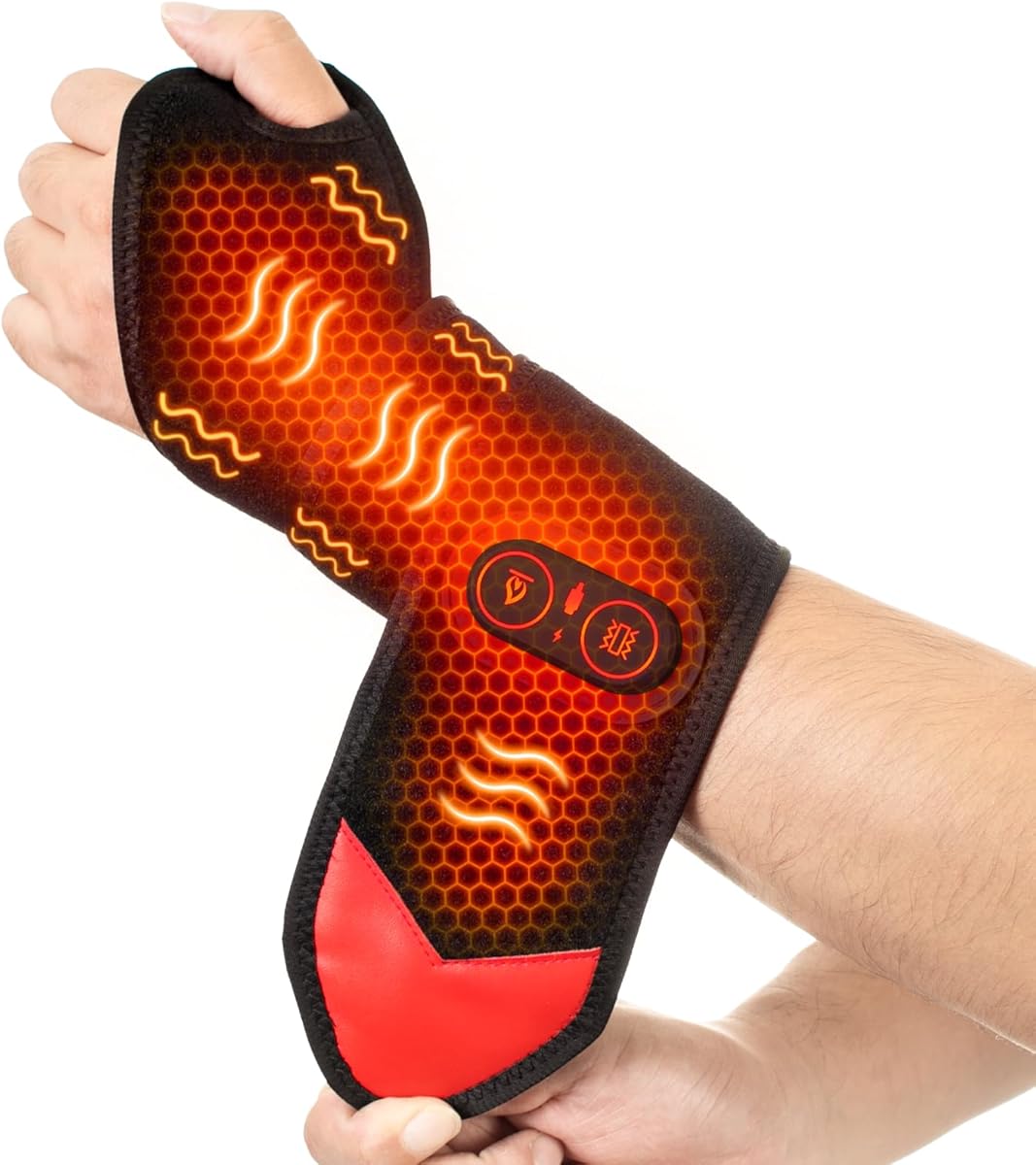Yabuu Cordless Wrist Hand Heating Pad Massage for Carpal Tunnel With 3000mAh Battery,Hand Arthritis,Wrist Pain Relief,Heat Wrap Pad,Vibration and Adjustable Heat Settings Hot Therapy Gifts for Mom/Dad