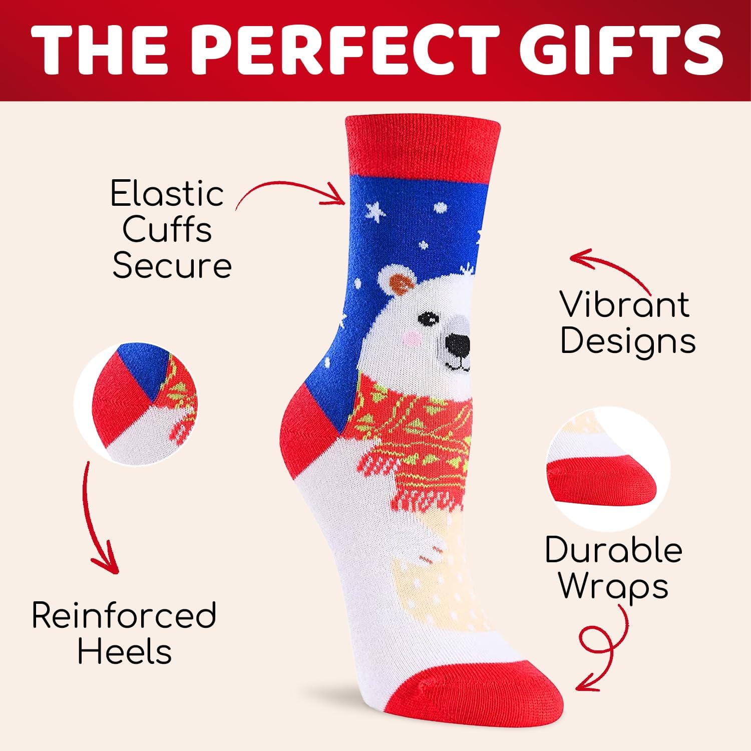 HAPPYPOP Christmas Socks for Teens - Holiday Sock Gift Ideas for Boys Girls 4 Pack with Card - Image 4
