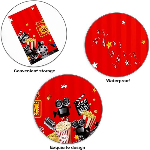 Miniatura 3 de PHOGARY Paquete de 2 manteles de noche de cine para decoración de fiesta nocturna de cine, mantel rectangular de plástico desechable para fiestas