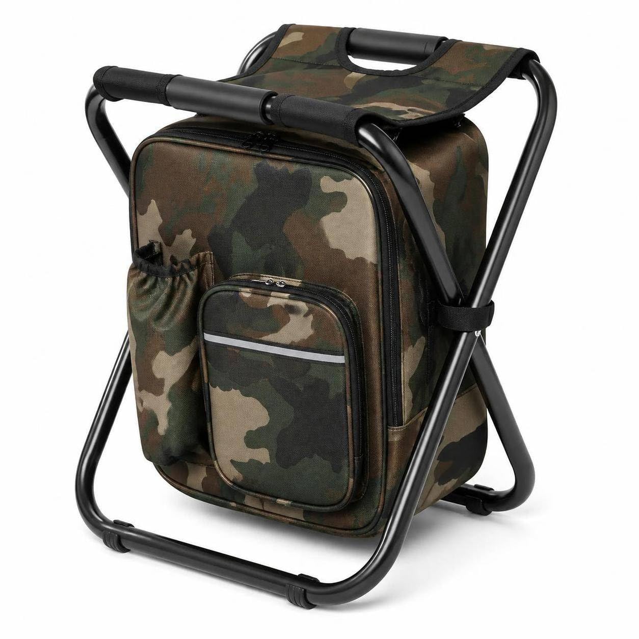 DGSL Folding Camping Chair Backpack with Insulated Cooler, Lightweight Portable Stool for Camping, Fishing, Hiking, Beach and Picnic