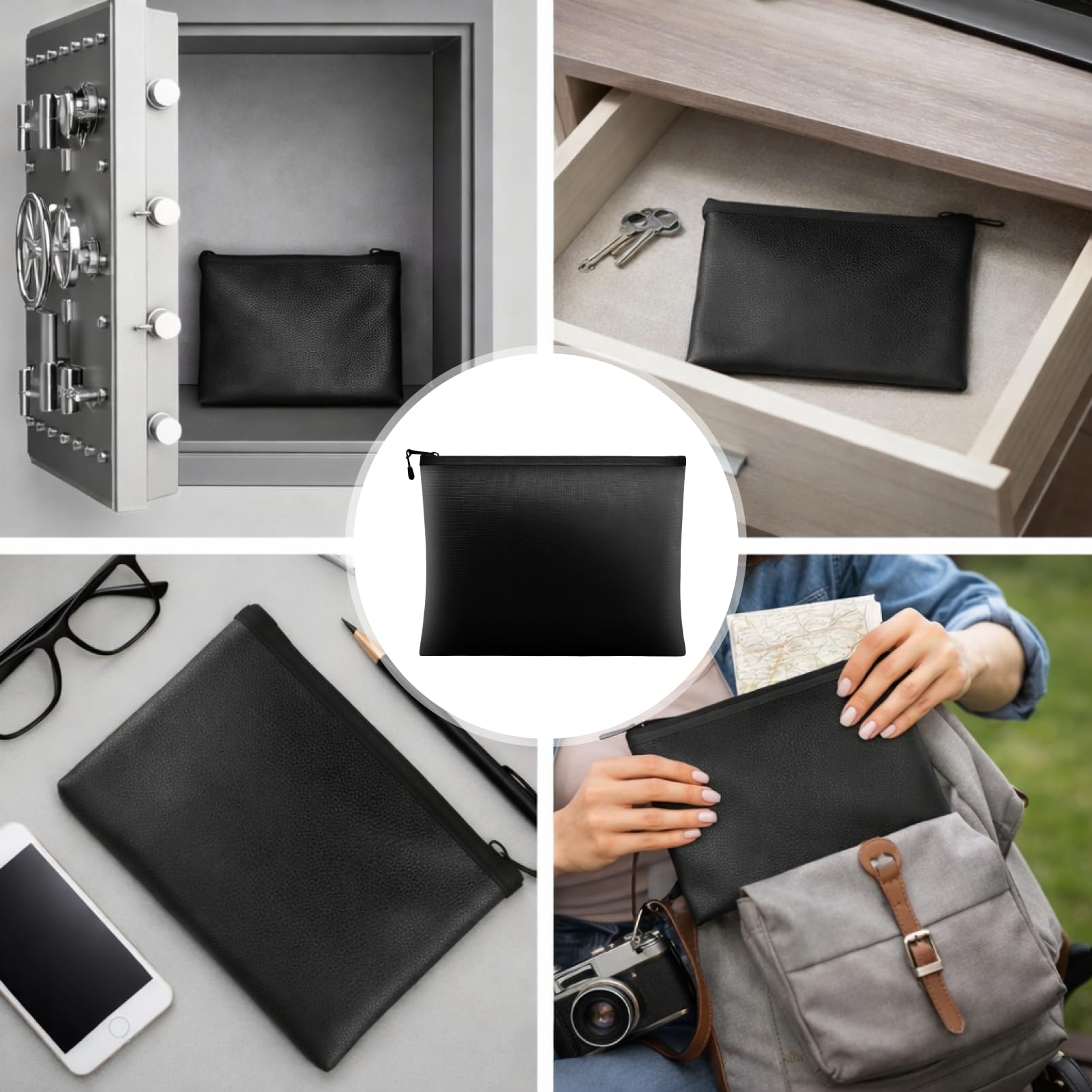 Bolsa Ignifuga e Impermeable para Documentos, Pasaportes y Dinero, 20.5 x 13.5 cm, Protección Superior contra Fuego y Humedad para Objetos de Valor