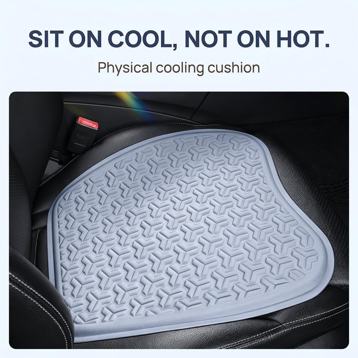 Gel Car Seat Cushion, Cooling Breathable Vehicle Front Seat Protector Mat for Comfortable Driving, Non-Slip Auto Interior Chair Protection Pad Cover, Universal Fit (Gray)