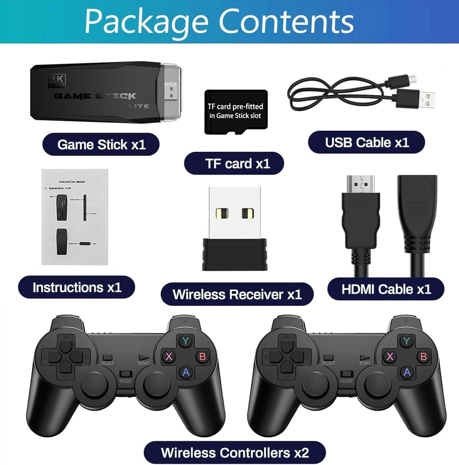 Retro Game Console with 20,000+ Built-in Games, Plug & Play Retro Game Stick, HDMI Video Game System with Wireless Controllers, 9 Classic Emulators, 4K Output for TV & Projector (63G) — view 7