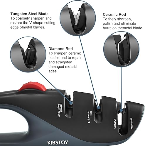 Miniatura 2 de Afilador de cuchillos, 6 ángulos de afilado ajustables, herramienta afiladora de cuchillos gruesa y fina, afilador de cuchillos manual de mano para