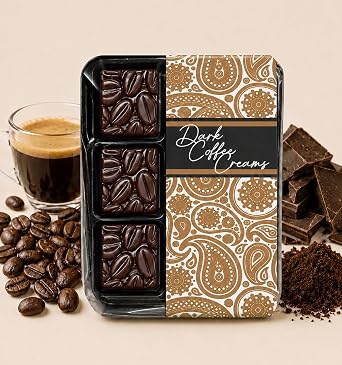 Handmade Belgian 56% Dark Chocolate Coffee Creams   Vegan Filled Chocolates, 6 Pack 60g, Luxury Gift, Dairy Free