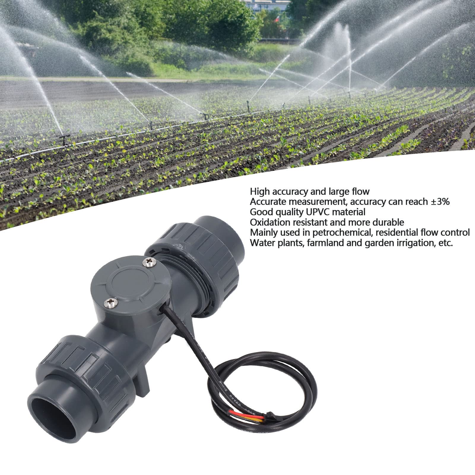 Medidor de Flujo IP65 Sensor de Flujo de Agua Medidor de Fluido Contador Interruptor Resistente a ácidos Y álcalis DN25 Cable de 50 Cm Medidor de Flujo de Efecto Hall para Agua Otro Líquido Químico