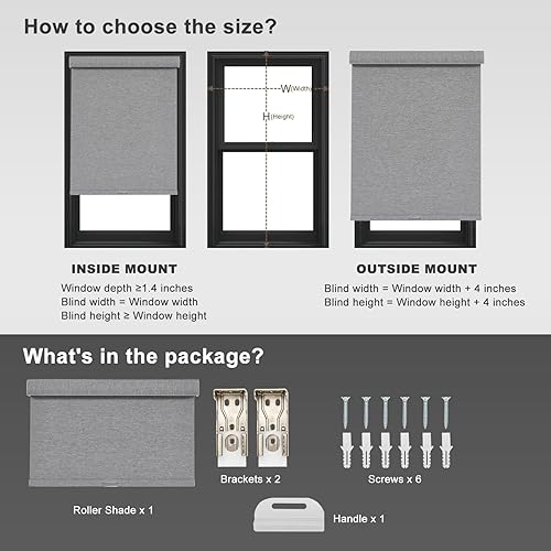 Miniatura 6 de Persilux - Persianas enrollables opacas de ventana, sin cordón, tela de lino con aislamiento térmico, protegen de luz UV, casa, oficina, dormitorio