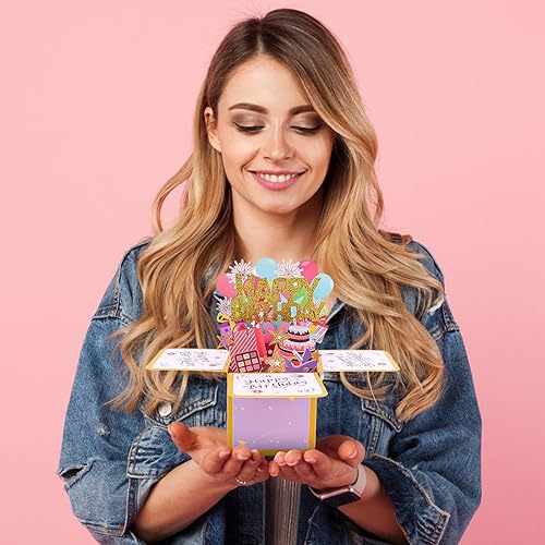 Vista 68 de CIEHER Tarjeta desplegable de cumpleaños número 17 para niñas, tarjeta de felicitación 3D de feliz cumpleaños de 17 años, regalos únicos