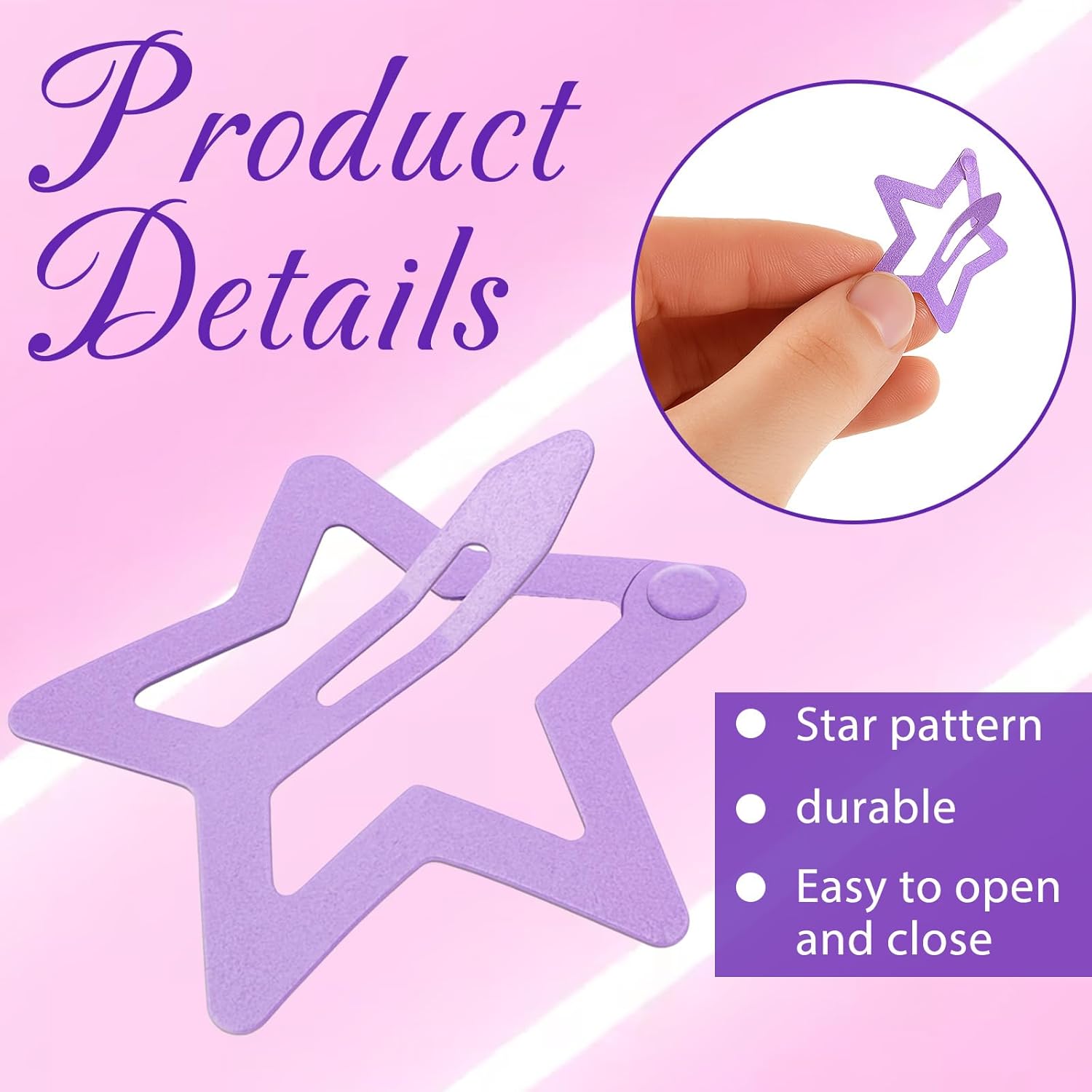 30 Pcs Purple Star Hair Clips,Small Star Clips Purple Snap Barrettes with Non-Slip Stars Clip Y2k Stars Barrettes for Girls and Women - Image 2