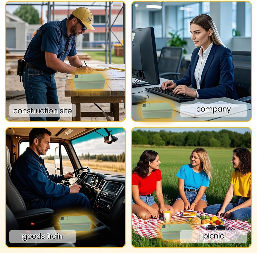 Cordless Electric lunch box, Battery Powered Heated Lunch Box，Food Heate 1L Adjustable heating time Comes with tableware and insulated bag Used for trucks, camping, offices - Image 7