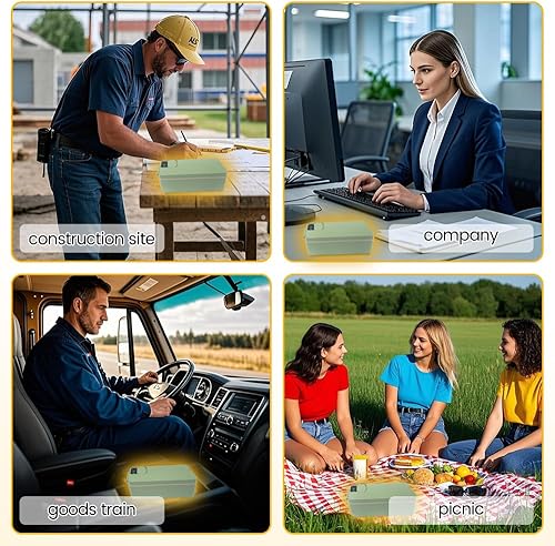 Miniatura 7 de Fiambrera eléctrica inalámbrica, lonchera calentada con pilas, calentamiento de alimentos de 1 litro, tiempo de calentamiento ajustable viene con