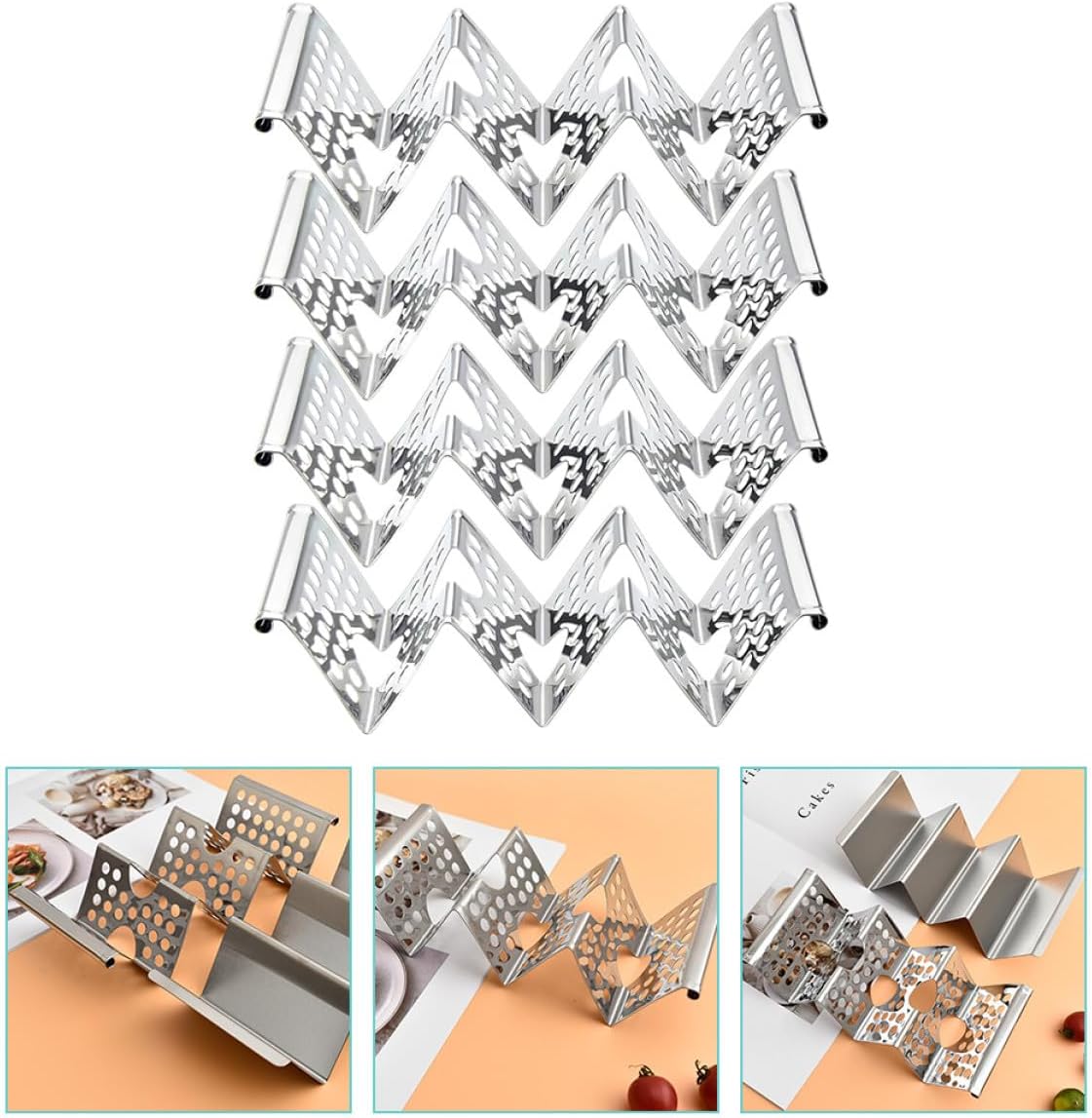 Taco Rack Stand for Tacos 4pcs Stainless Steel W Shape Holder