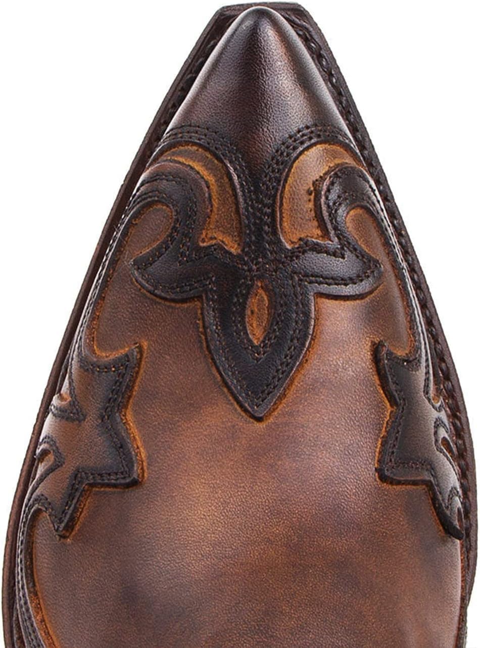Genérico Hombres Botas de Cowboy Classic Embroidered Botas a Media Pantorrilla Retro Botines,41,Brown