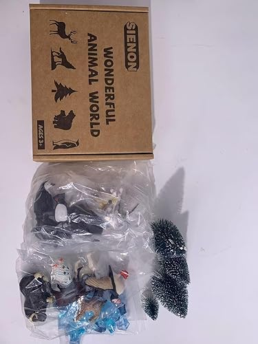 Miniatura 8 de SIENON El juego de 60 juguetes de animales árticos incluye 23 mini animales polares con oso polar, pingüino, caribú, frailecillo, lince, 1 iglú, 4