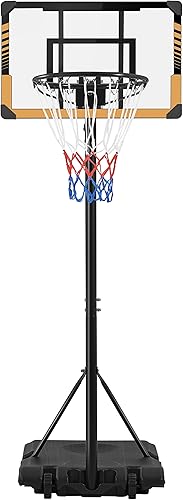 Yaheetech Portable Basketball Hoop System Basketball Goals Set Freestanding Basketball Stand 28''32'' PVC Backboard System with Wheels for