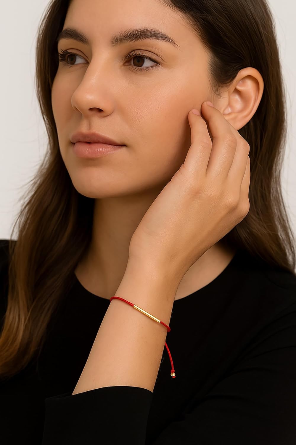 inBLISS Karma Bracelet 14K Solid Gold Beaded Red String Bracelet for Women & Men – Kabbalah Cord Bracelet for Protection, Good Luck & Balance – Handmade Adjustable - Image 3