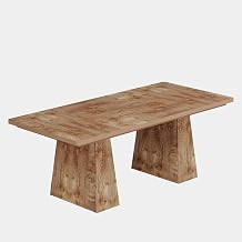 Tribesigns Dining Table for 6, Farmhouse Wood Dinner Rectangular Table Kitchen Table with Double Pedestal, 63" L x 31.5" W x 30" H, Black