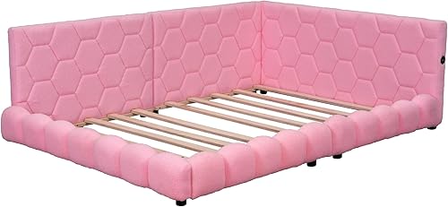 Miniatura 48 de SOFTSEA Marco de sofá cama simple para sala de estar, sofá cama tapizado de tamaño matrimonial con colchón de funda de lino, respaldo y Beige,Beige