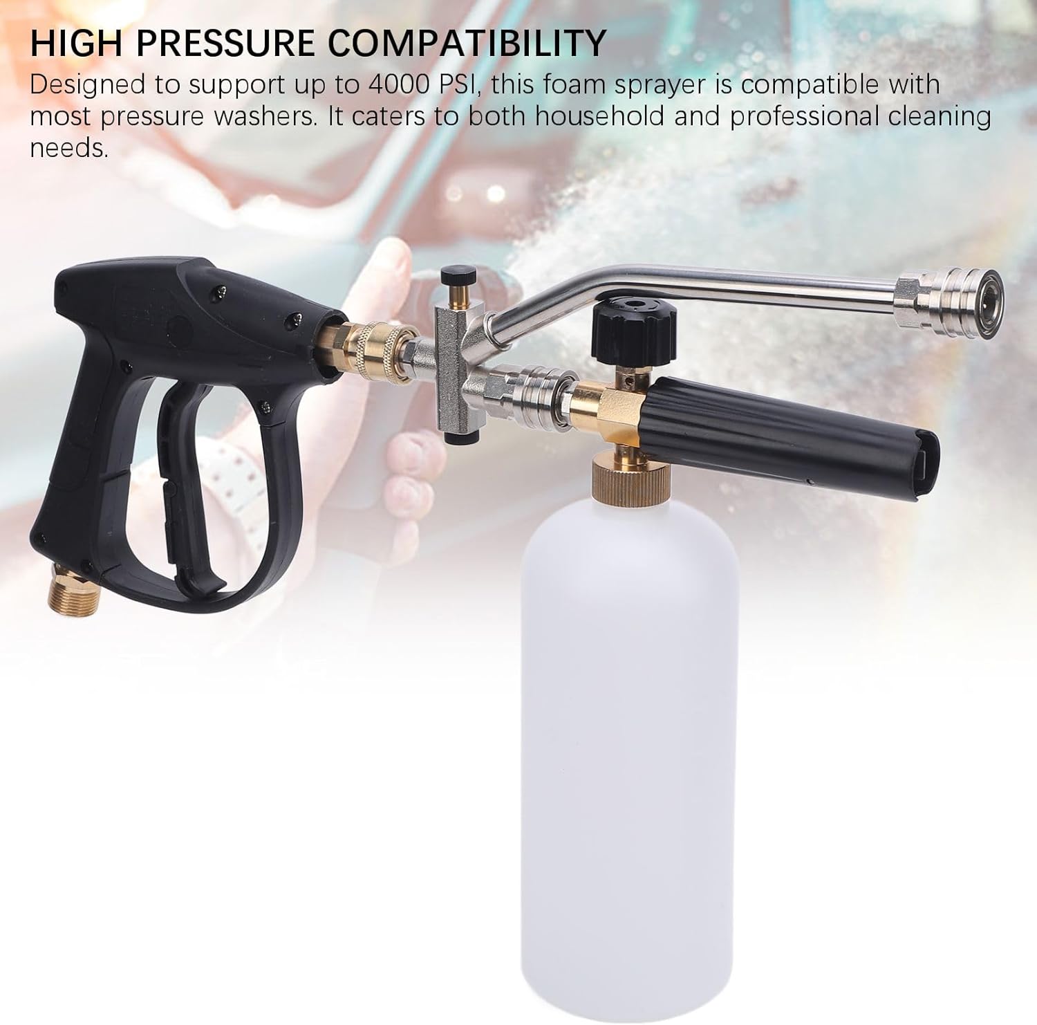 Fabater Pressure Washer Foam Cannon Gun Kit, Short Pressure Washer Gun for Car Washing and Cleaning Dual Connector Accessory, 1/4 Quick Connect, 4000 PSI
