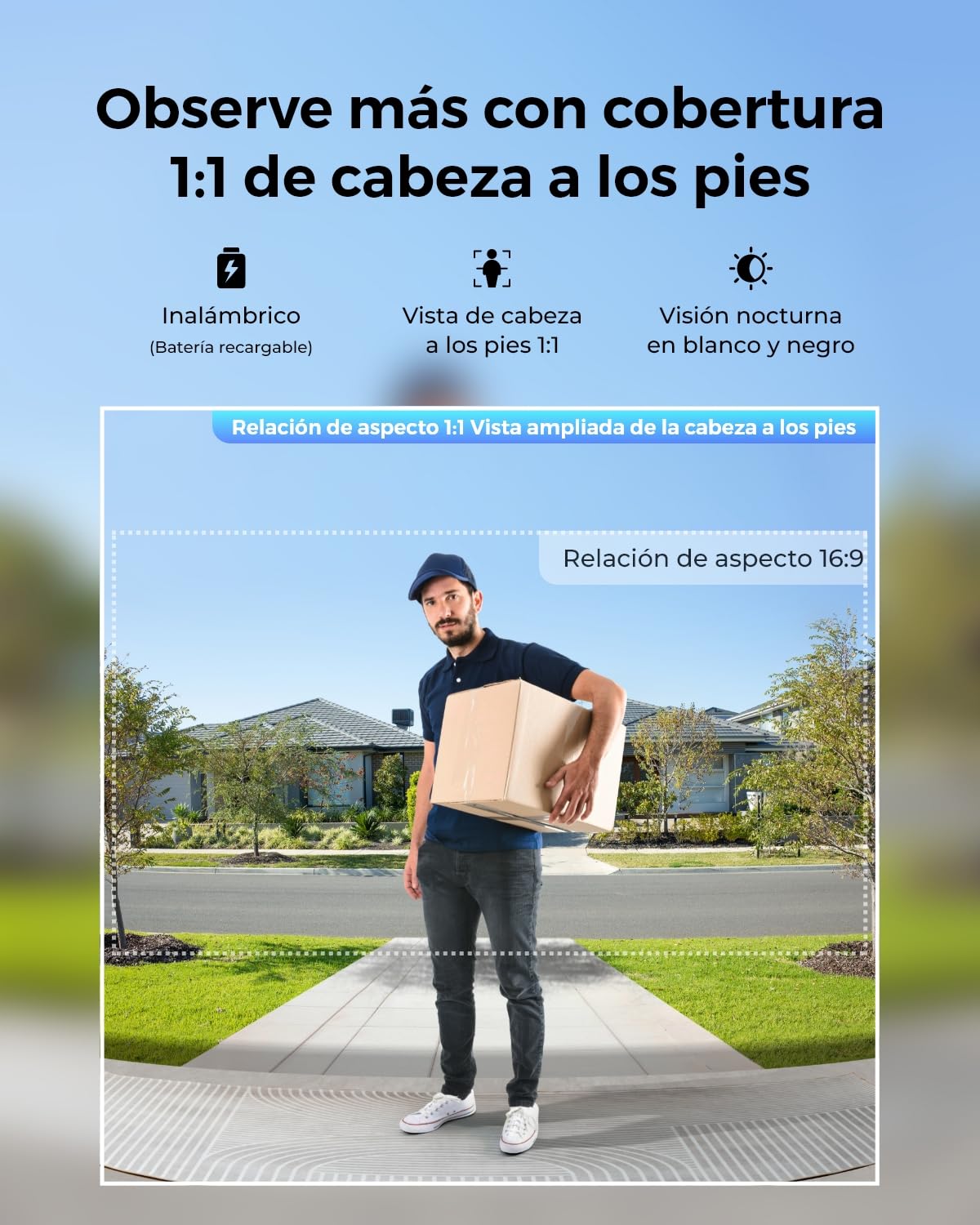 Reolink 2K Timbre Inalámbrico con Cámara, 2,4/5G WiFi Timbre a Batería, Visión 150°x150°, Alimentación por Batería/Cable, Detector de Personas/vehículos/Paquetes, Sin Cuotas, Home Hub Incluido