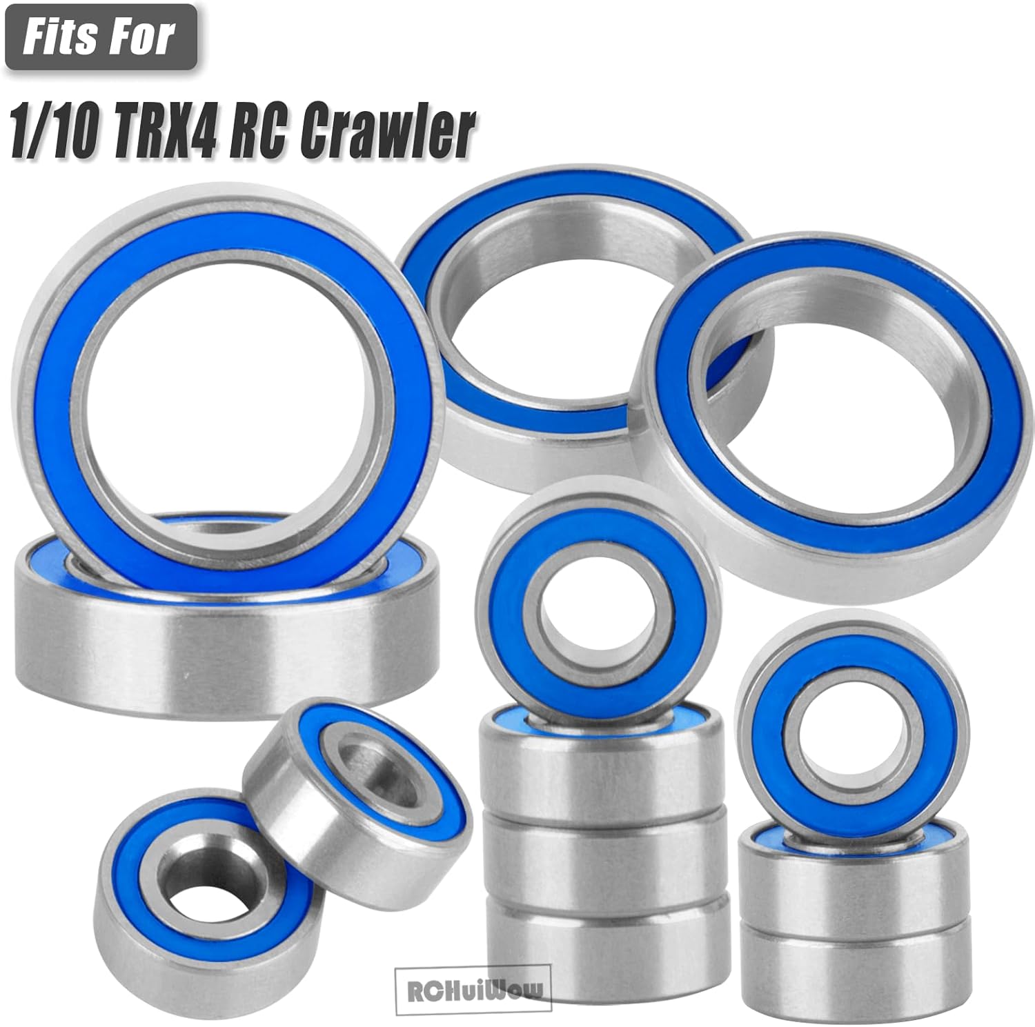 RC Bearings Kit Upgrades Part for 1/10 TRX4 1/10 RC Crawler,Metal Ball Bearings Kit Hops Up for 1/10 TRX-4,42 Pcs TRX4 Bearings w/Bearing Tool,Navy Blue