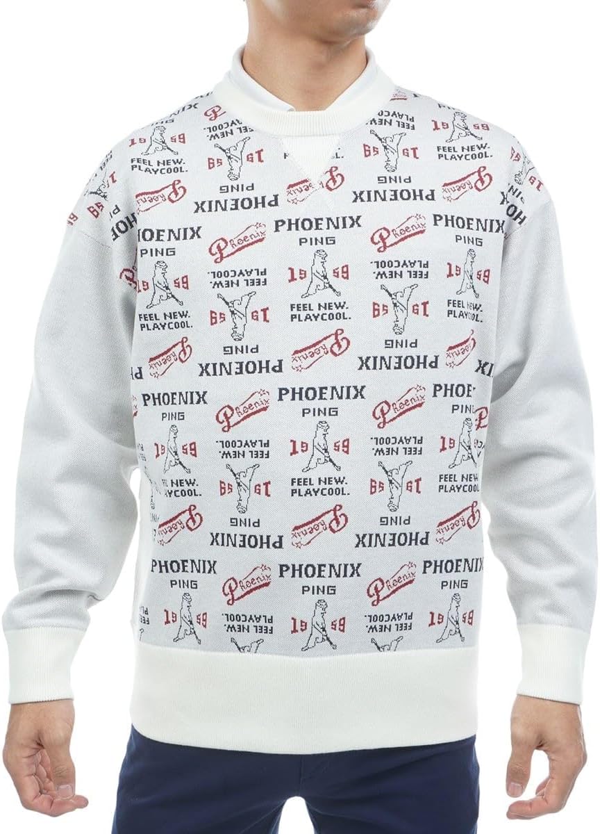 ピン アパレル] メンズ クルーネックニット (ジャガードロゴ) / ゴルフ