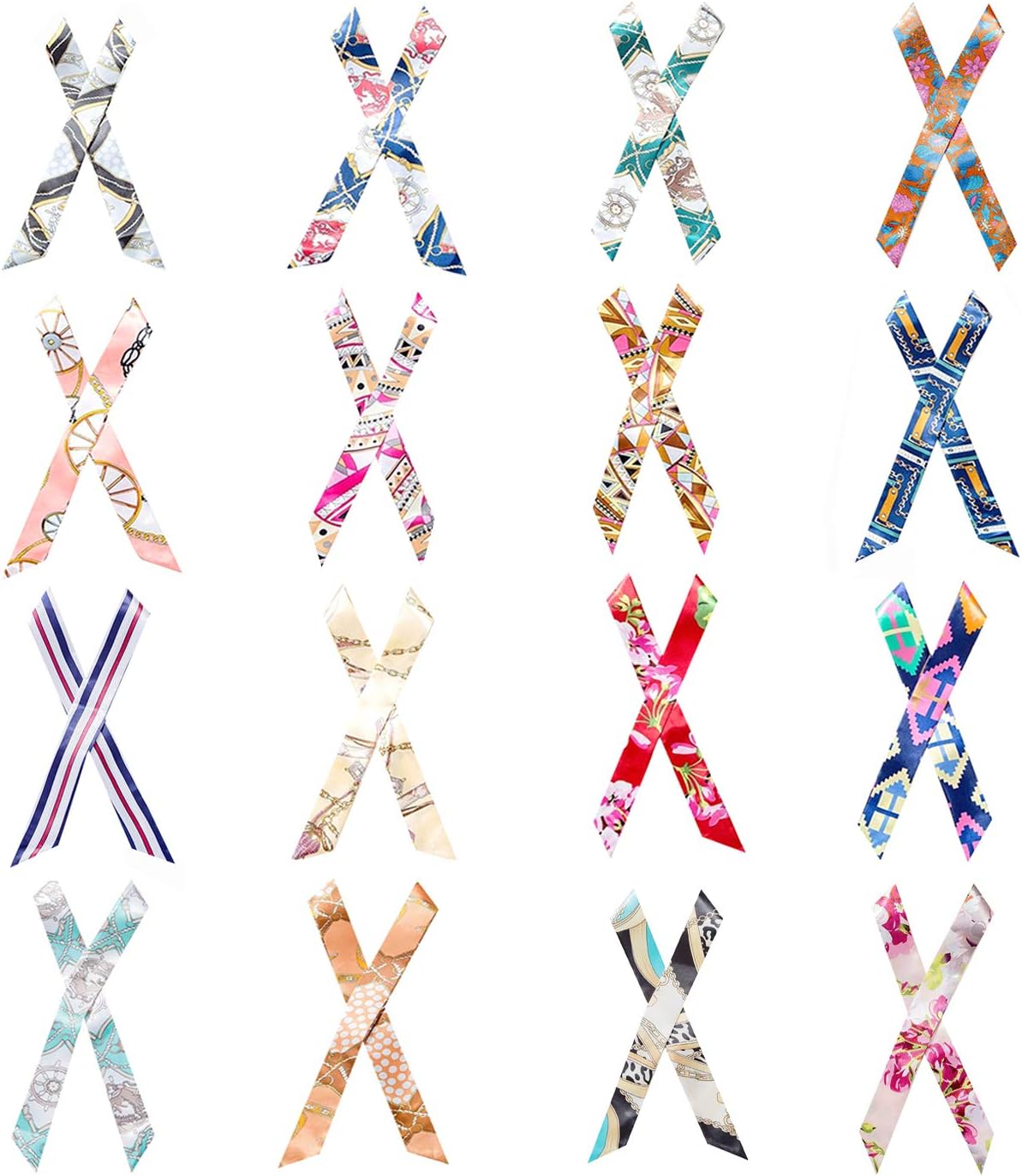 Aimyoo 32pcs Handbag Handle Ribbon Scarf - 16 Pairs Fashion Hairband Neckerchief Scarf Ribbon for Women Girls Ladies Decoration