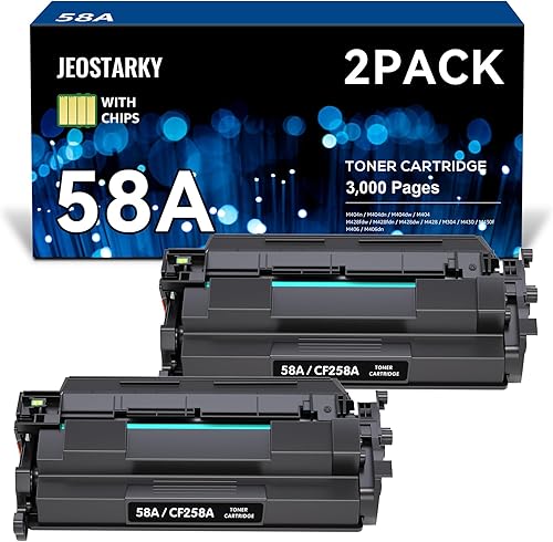 Compatible 58a hp Toner Cartridge Replacement for HP 58A CF258A 58X CF258X (with chip) Toner Cartridge for LaserJet Pro MFP M428fdw M404n M428fdn M404dn M430 Printer(2 Black)