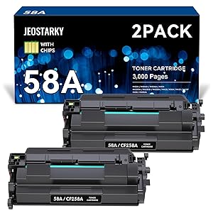 Jeostarky Compatible 58a hp Toner Cartridge Replacement for HP 58A CF258A 58X CF258X (with chip) Toner Cartridge for Laserjet Pro MFP M428fdw M404n M428fdn M404dn M430 Printer(2 Black)