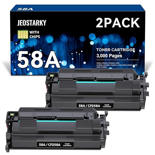 Jeostarky Compatible 58a hp Toner Cartridge Replacement for HP 58A CF258A 58X CF258X (with chip) Toner Cartridge for Laserjet Pro MFP M428fdw M404n M428fdn M404dn M430 Printer(2 Black)
