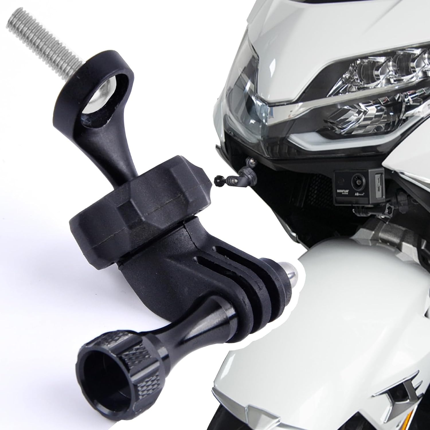 PANICAL Motorcycle for Honda 2018-2026 Goldwing gl1800 F6B Accessory Universal 5/8" 0.62" inch 17 mm TPU Ball Head Base Set for Sports Cameras Bracket (20701+1205 B Black)