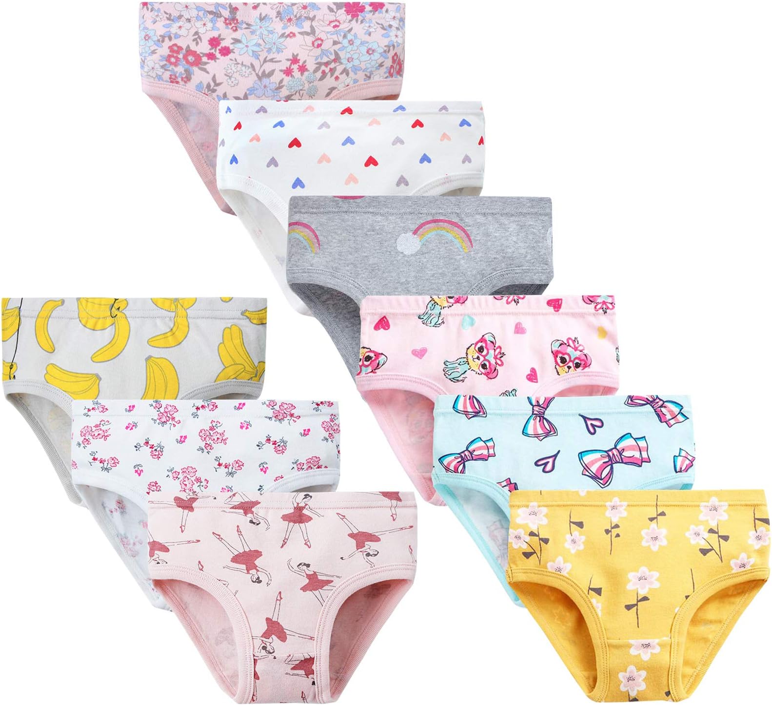 Girls' Knickers 9 Pack Girls Underwear Comfortable Briefs Girls Cotton (2-9 Years)