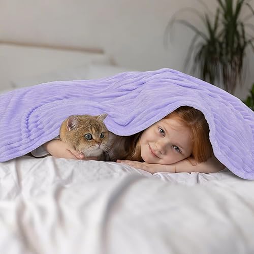 Vista 410 de Vessia Manta de franela de forro polar, 300GSM, acogedora manta a rayas verde salvia para sofá, cama y sofá, cálida y suave, acogedora manta