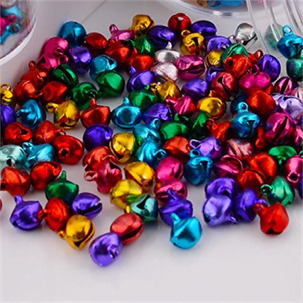500 Pcs 10mm Decorative Bells Tiny Craft Bells Bulk Mini DIY Jingle Bell for Bracelet Necklace Jewelry Making Festival Home Wreath Decorations