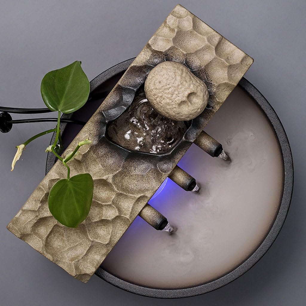 Fuentes De Sobremesa Fuente De Sobremesa Decoración De Agua De Cerámica Dispositivo De Agua De Sobremesa Salón De Té Creativo Fuente De Circulación Zen Fuente,A
