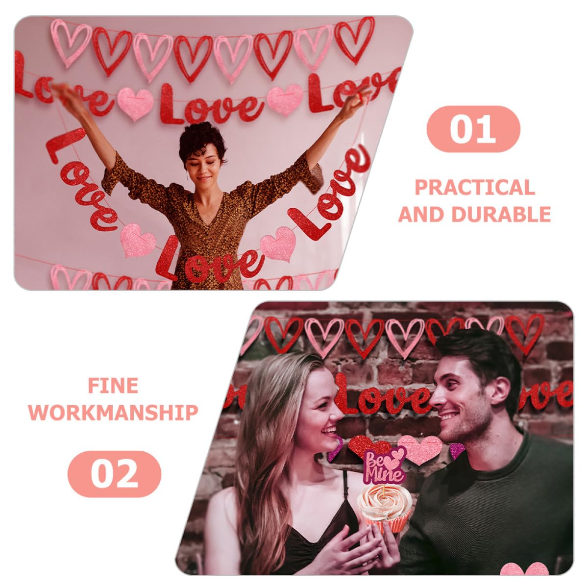 MAGICLULU 4 Sätze Pull-flag Zum Valentinstag Wimpel Dekoration Rot Neon Tank Hochzeitsdeko Wandverkleidung Festival-hintergrunddekor Valentinstag Ammer 300 G Staubpapier 2 Stück * 4